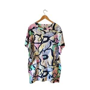 Lili Sidonio Molly Bracken floral shift dress resort cover up sz medium large